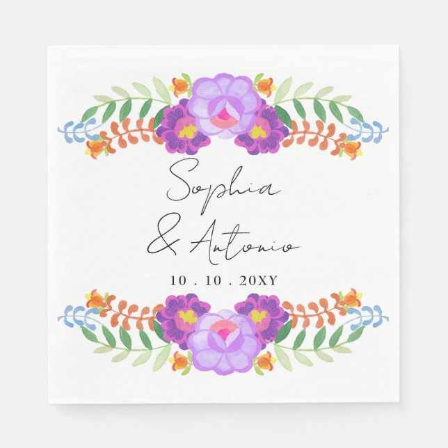 Lebendige mexikanische Floral Fiesta-Hochzeit Serviette (Vorderseite)