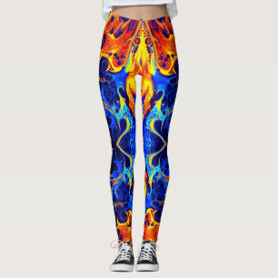 lebendige Mischung aus Neonfarben, die auf Schwarz Leggings