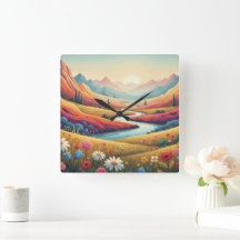 Lebendige moderne Berglandschaft mit Sonnenunterga