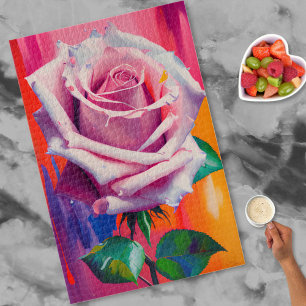 Lebendige moderne Kunst Rosa Rosenölmalerei