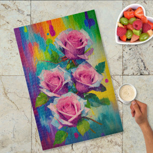 Lebendige moderne Kunst - Rosenbouquet in Rosa - Ö