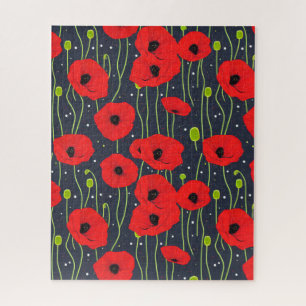 Lebendige moderne rote Mohnblumen-Musterkunst