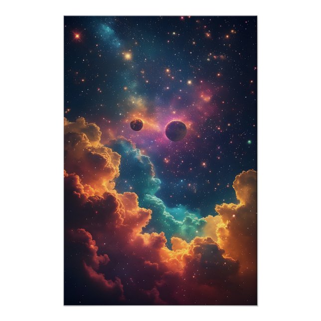 Lebendige Multicolor-Nebelgalaxie Poster (Vorderseite)