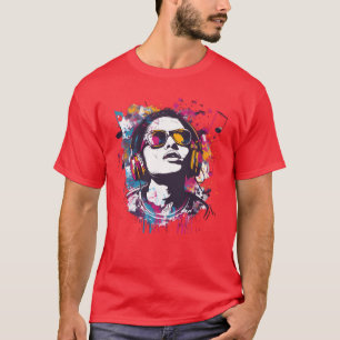 Lebendige Musik Kunst mit Retro-Kopfhörern T-Shirt