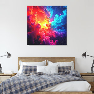 Lebendige Nebel-Kunst: Kosmische Farb-Kunst Leinwanddruck