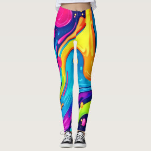 Lebendige Neon-Abstrakte-Kunst-Spritzer Leggings