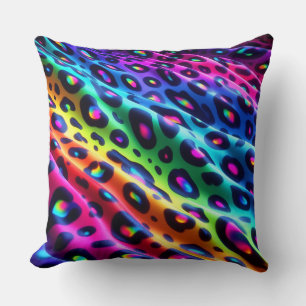 Lebendige Neon-Akzente Regenbogen-Leopardenprint Kissen
