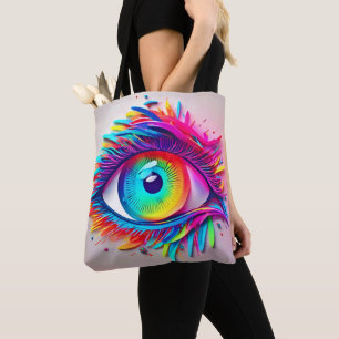 Lebendige Neon-Augen-Abstraktkunst Tasche