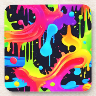 Lebendige Neon-Farb-Spritzer-Kunst Getränkeuntersetzer