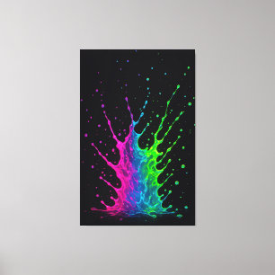 Lebendige Neon-Farbspritzer Abstracte Wandkunst Leinwanddruck