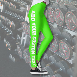 Lebendige neon-grüne benutzerdefinierte Text Verti Leggings