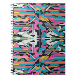 Lebendige Neon-Pastell-Tarnung-Abstrakte Spirale F Notizblock