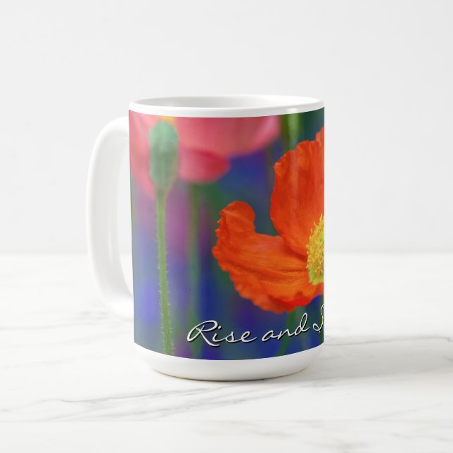 Lebendige Orange Mohnblüte Kaffeetasse (Vorderseite Links)