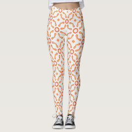 Lebendige Orange-Rote Blumen- und Schleifenmuster- Leggings