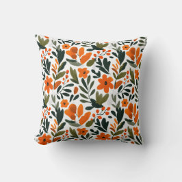 Lebendige orangefarbene Blumen Frühlingsblumenmust Kissen