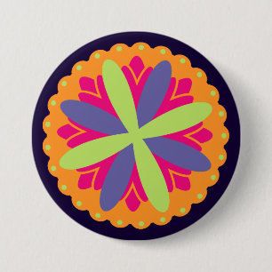 Lebendige orangefarbene Blumenformen Button