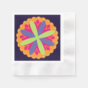 Lebendige orangefarbene Blumenformen Serviette