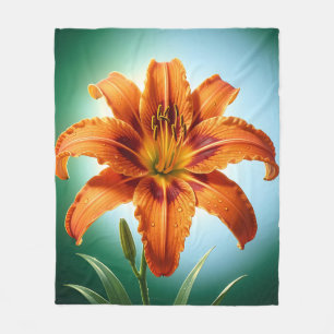 Lebendige Orangefarbene Lilienblüte Fleecedecke