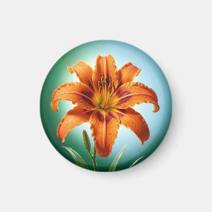 Lebendige Orangefarbene Lilienblüte Magnet