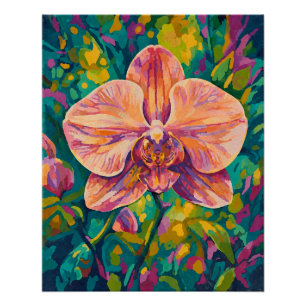 Lebendige Orchideen-Blumen-Farbige Wandkunst Poster