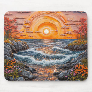 Lebendige Ozeansonnelandschaft Mousepad