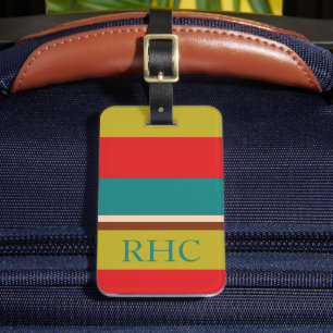 Lebendige Palette Streifen Monogramm Gepäckanhänger