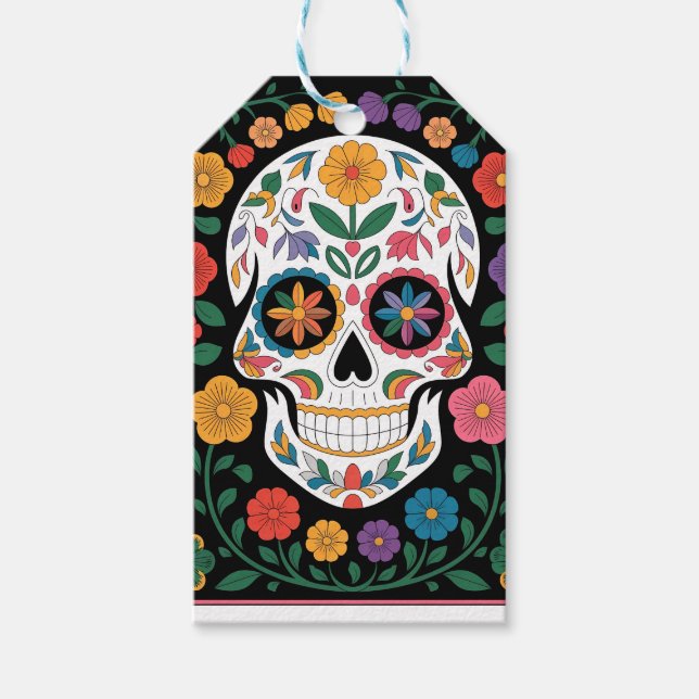 Lebendige Papel Picado Skull Geschenkanhänger (Vorderseite)