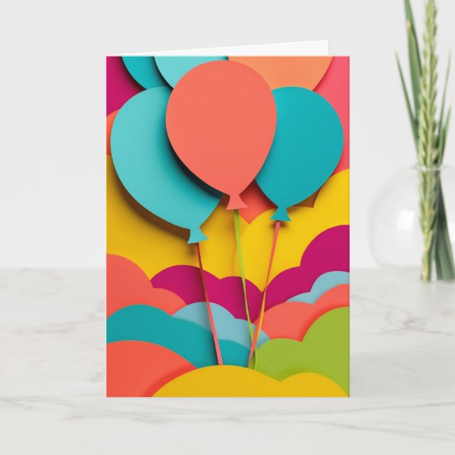 Lebendige Papierballons-Cluster Karte (Vorderseite)