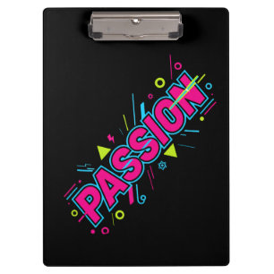 Lebendige Passion-Typografie - Retro-90er-Pop-Art- Klemmbrett