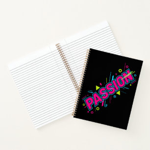 Lebendige Passion-Typografie - Retro-90er-Pop-Art- Notizbuch