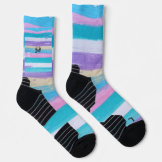 Lebendige Pastell-Abstrakte Mixed-Media-Kunst Socken