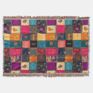Lebendige Patchworkdecke mit klassischen Blumenmus Decke
