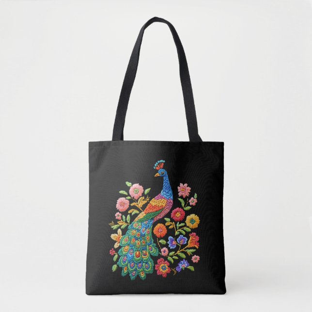 Lebendige Pfau-Tasche Tasche (Vorderseite)