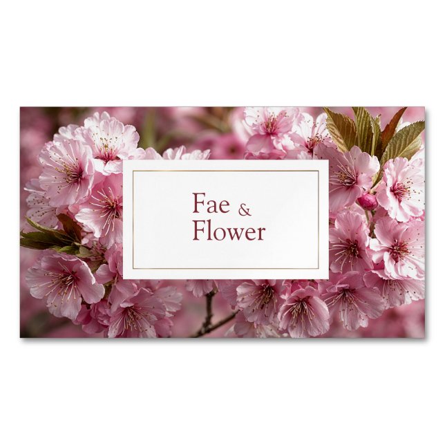 Lebendige Pink Cherry Blossom Bokeh Magnetische Visitenkarte (Vorderseite)