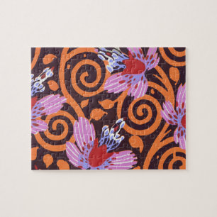 Lebendige Pink- und Orange-Wirbel-Art-Deco-Blume