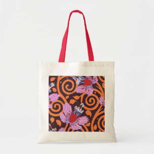 Lebendige Pink- und Orange-Wirbel-Art-Deco-Blume Tragetasche