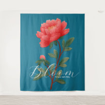 Lebendige Pinke Pfingstrose Botanische Typografie
