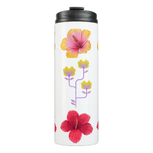 Lebendige Pixel-Art-Tropenblumen Thermosbecher