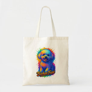 Lebendige Pop-Art Bichon Frisé Tragetasche