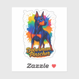 Lebendige Pop-Art-Dobermann-Pinscher-Illustration Aufkleber