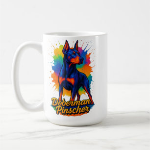 Lebendige Pop-Art-Dobermann-Pinscher-Illustration Kaffeetasse