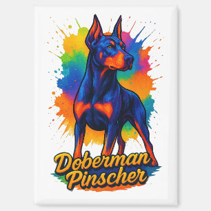 Lebendige Pop-Art-Dobermann-Pinscher-Illustration Magnet