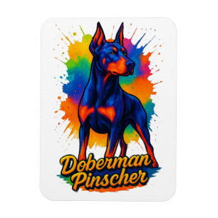 Lebendige Pop-Art-Dobermann-Pinscher-Illustration Magnet