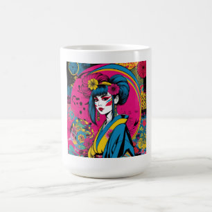 Lebendige Pop-Art-Geisha moderne japanische Frau Kaffeetasse