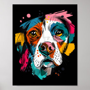 Lebendige Pop-Art-Hund-Gesicht-Abstraktes-Hunde-Po Poster