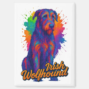 Lebendige Pop-Art-Illustration des Irischen Wolfsh Magnet