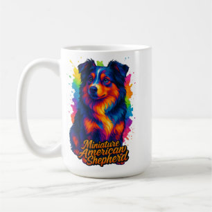 Lebendige Pop-Art Miniature American Shepherd Kaffeetasse