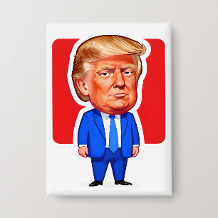Lebendige Pop-Art Trump-Karrikatur Button
