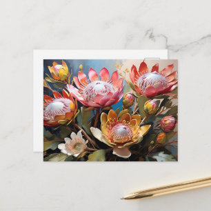 Lebendige Proteas-Malerei für Naturliebhaber Postkarte