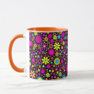 Lebendige psychedelische Blumen in Blüte Tasse